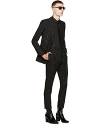 schwarze vertikal gestreifte Anzughose von Saint Laurent