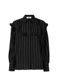 schwarze vertikal gestreifte Bluse mit Knöpfen von MSGM