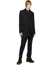 schwarze vertikal gestreifte Chinohose von Comme des Garcons Homme Deux