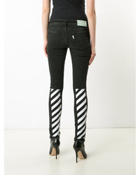 schwarze vertikal gestreifte enge Jeans von Off-White