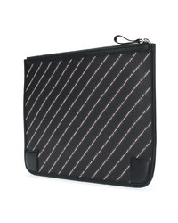 schwarze vertikal gestreifte Leder Clutch von Karl Lagerfeld