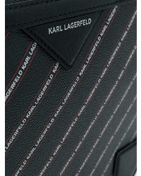 schwarze vertikal gestreifte Leder Clutch von Karl Lagerfeld
