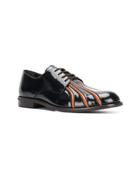 schwarze vertikal gestreifte Leder Derby Schuhe von Marni