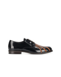 schwarze vertikal gestreifte Leder Derby Schuhe von Marni