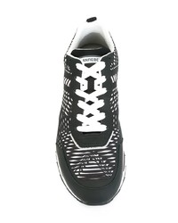 schwarze vertikal gestreifte Leder niedrige Sneakers von HOGAN REBEL