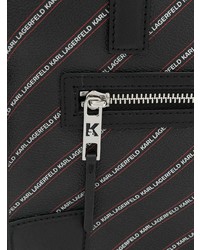 schwarze vertikal gestreifte Leder Umhängetasche von Karl Lagerfeld