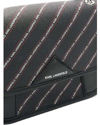 schwarze vertikal gestreifte Leder Umhängetasche von Karl Lagerfeld