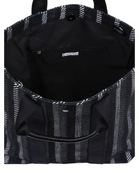 schwarze vertikal gestreifte Shopper Tasche aus Segeltuch von Mae & Ivy