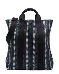 schwarze vertikal gestreifte Shopper Tasche aus Segeltuch von Mae & Ivy