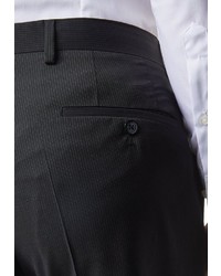 schwarze vertikal gestreifte Wollanzughose von Pierre Cardin