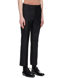 schwarze vertikal gestreifte Wollchinohose von Dries Van Noten