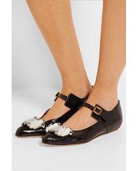 schwarze verzierte Ballerinas von Marni