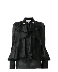 schwarze verzierte Bluse mit Knöpfen von Stefano De Lellis