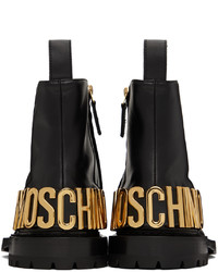 schwarze verzierte Chelsea Boots aus Leder von Moschino