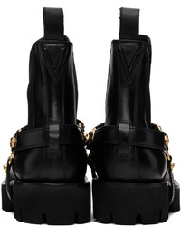 schwarze verzierte Chelsea Boots aus Leder von Versace
