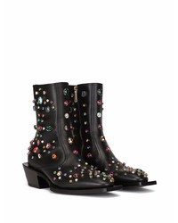 schwarze verzierte Chelsea Boots aus Leder von Dolce & Gabbana