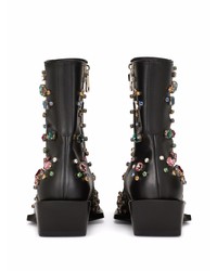 schwarze verzierte Chelsea Boots aus Leder von Dolce & Gabbana