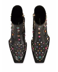 schwarze verzierte Chelsea Boots aus Leder von Dolce & Gabbana