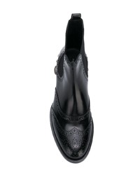 schwarze verzierte Chelsea Boots aus Leder von Dolce & Gabbana