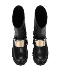 schwarze verzierte Chelsea Boots aus Leder von Dolce & Gabbana