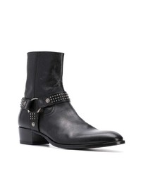 schwarze verzierte Chelsea Boots aus Leder von Saint Laurent