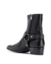 schwarze verzierte Chelsea Boots aus Leder von Saint Laurent