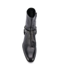 schwarze verzierte Chelsea Boots aus Leder von Saint Laurent