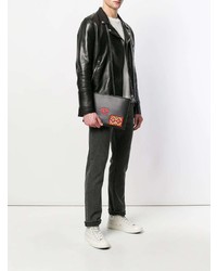 schwarze verzierte Clutch Handtasche von Saint Laurent