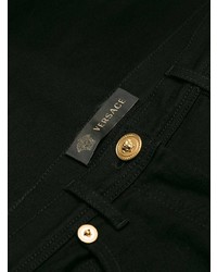 schwarze verzierte enge Jeans von Versace