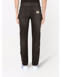 schwarze verzierte enge Jeans von Dolce & Gabbana