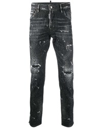 schwarze verzierte enge Jeans von DSQUARED2