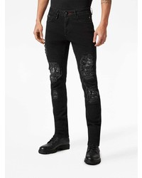 schwarze verzierte enge Jeans von Philipp Plein