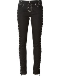 schwarze verzierte enge Jeans von Saint Laurent
