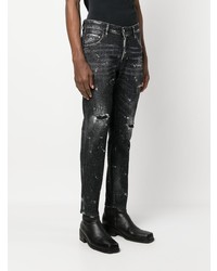 schwarze verzierte enge Jeans von DSQUARED2