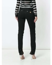 schwarze verzierte enge Jeans von Balmain