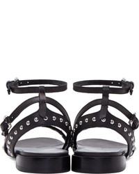 schwarze verzierte flache Sandalen aus Leder von MCQ