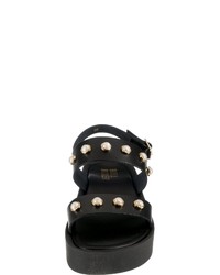 schwarze verzierte flache Sandalen aus Leder von Bullboxer