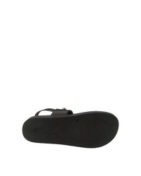schwarze verzierte flache Sandalen aus Leder von Bullboxer
