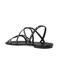 schwarze verzierte flache Sandalen aus Leder von Pedro Garcia