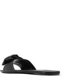 schwarze verzierte flache Sandalen aus Satin von Prada