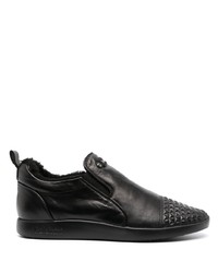 schwarze verzierte hohe Sneakers aus Leder von Baldinini