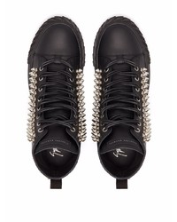 schwarze verzierte hohe Sneakers aus Leder von Giuseppe Zanotti