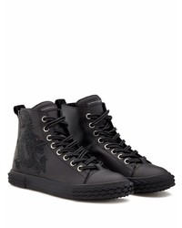 schwarze verzierte hohe Sneakers aus Leder von Giuseppe Zanotti