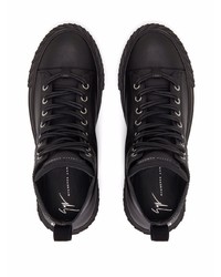 schwarze verzierte hohe Sneakers aus Leder von Giuseppe Zanotti