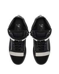 schwarze verzierte hohe Sneakers aus Leder von Giuseppe Zanotti