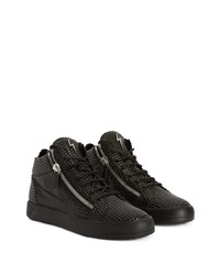 schwarze verzierte hohe Sneakers aus Leder von Giuseppe Zanotti