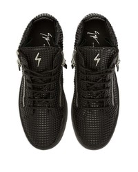 schwarze verzierte hohe Sneakers aus Leder von Giuseppe Zanotti