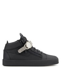 schwarze verzierte hohe Sneakers aus Leder von Giuseppe Zanotti