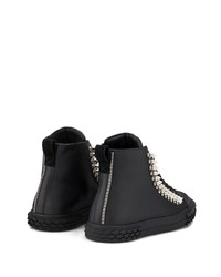 schwarze verzierte hohe Sneakers aus Leder von Giuseppe Zanotti