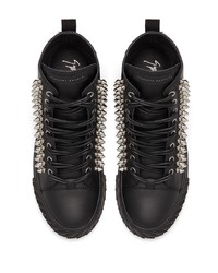 schwarze verzierte hohe Sneakers aus Leder von Giuseppe Zanotti